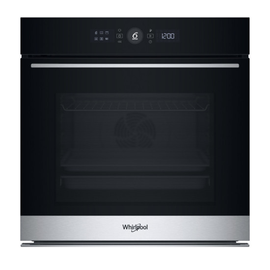Whirlpool WOI5S8PM1SXA beépíthető sütő, 73L, 6. Érzék technológia előre beállított receptek, pirolitikus és hidrolitikus tisztítás, 59.5x56.4x59.7 cm, inox szín