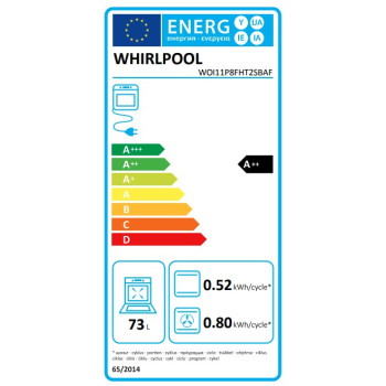 Whirlpool WOI11P8FHT2SBAF beépíthető sütő, 6. Érzék technológia előre beállított receptek, 59.5x56.4x59.7 cm, fekete szín
