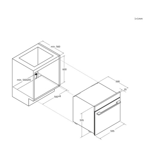 Candy CA6 NP3T3EHTB beépíthető sütő, 78L, Wifi, 59.5x56.8x59.5 cm, fekete szín 