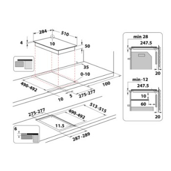 Whirlpool WS Q0530 NE beépíthető indukciós dominó 2 főzőzónás kerámialap, 28.4x51x5.4 cm, fekete szín 