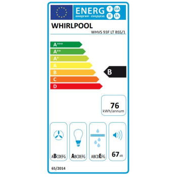 Whirlpool WHVS 93F LT BSS/1 beépíthető falra szerelhető döntött kürtös konyhai elszívó, 89.5x36.5x147.5 cm, fekete szín 