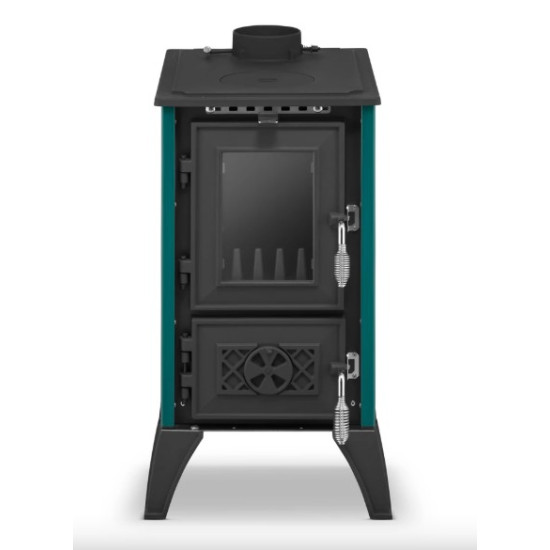 Hunor 806 Iglo kályha, türkiz, 10.6kW, Öntöttvas tűztér