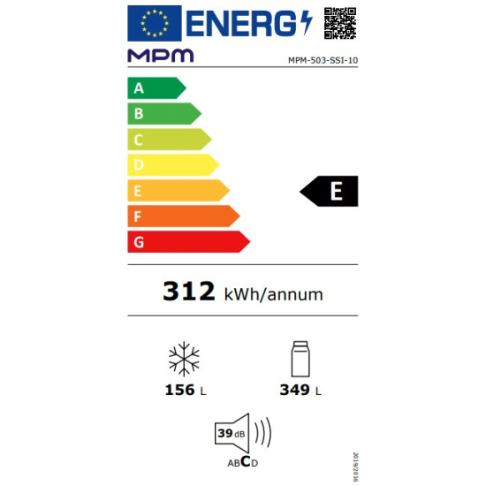 MPM MPM-503-SSI-10 Total No Frost side by side hűtőszekrény francia ajtós kialakítással, 349/151L, inverter kompresszor, 90.5x59.7x190.2 cm, sötét inox szín 