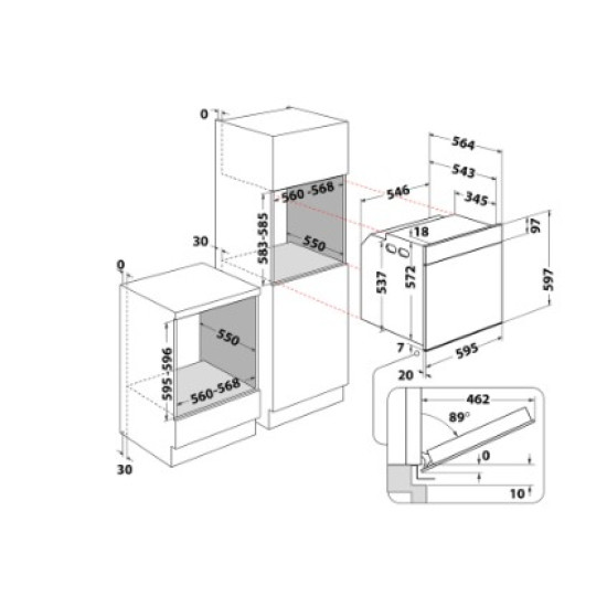 Whirlpool WOI5S8PM2SWA beépíthető sütő, 73L, 6. Érzék technológia előre beállított receptek, pirolitikus és hidrolitikus tisztítás, 59.5x56.4x59.7 cm, fehér szín 