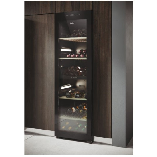 Haier HWS236GDEH1 borhűtő, 236 palack, Wifi+Bluetooth, 59.7x71.4x190 cm, fekete szín 