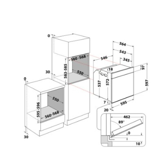 Whirlpool WOI78PT1SBA beépíthető sütő, 73L, 6. Érzék technológia előre beállított receptek, pirolitikus és hidrolitikus tisztítás, 59.5x56.4x59.7 cm, fekete szín 