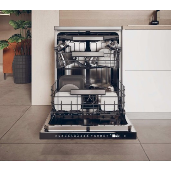 Haier XF 5C4M1X mosogatógép, 15 teríték, inverter motor, 3 kosár, automatikus ajtónyitás, Wifi, 59.7x59.8x85 cm, inox szín