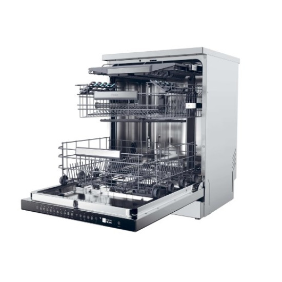 Haier XF 5C4M1X mosogatógép, 15 teríték, inverter motor, 3 kosár, automatikus ajtónyitás, Wifi, 59.7x59.8x85 cm, inox szín