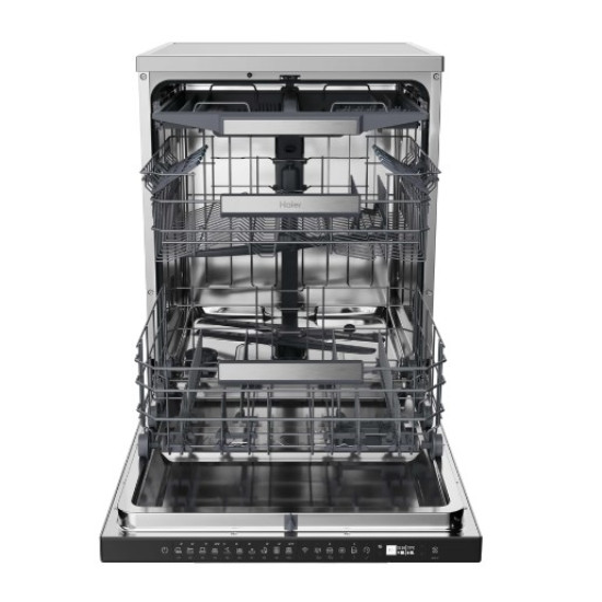 Haier XF 5C4M1X mosogatógép, 15 teríték, inverter motor, 3 kosár, automatikus ajtónyitás, Wifi, 59.7x59.8x85 cm, inox szín