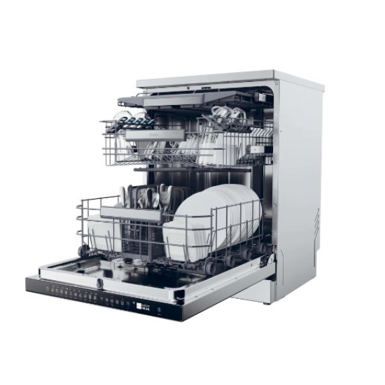 Haier XF 5C4M1X mosogatógép, 15 teríték, inverter motor, 3 kosár, automatikus ajtónyitás, Wifi, 59.7x59.8x85 cm, inox szín