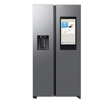 Samsung RS90F66BETEO side by side hűtőszekrény, AI Inverteres kompresszor, Wifi, 389/225L, 91.2x72.6x178.4 cm, Family Hub™, matt metál DOI szín 