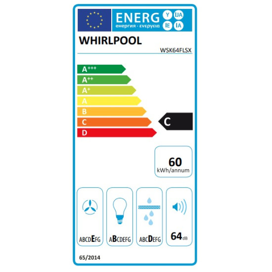 Whirlpool WSK64FLSX kürtőbe építhető konyhai elszívó, 28x56.4x23.7 cm, inox szín 
