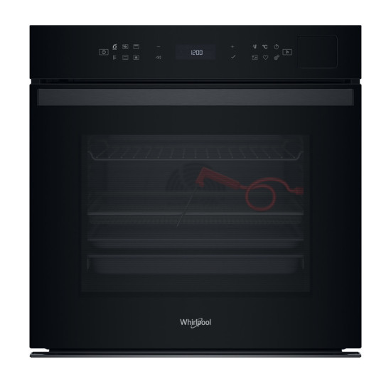 Whirlpool WOI6A8FPT1SBA beépíthető sütő, 73L, 6. Érzék technológia előre beállított receptek, pirolitikus és hidrolitikus tisztítás, 59.5x56.4x59.7 cm, fekete szín 