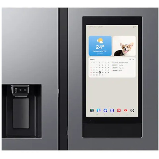 Samsung RS90F66BETEO side by side hűtőszekrény, AI Inverteres kompresszor, Wifi, 389/225L, 91.2x72.6x178.4 cm, Family Hub™, matt metál DOI szín 