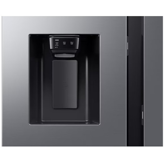 Samsung RS90F66BETEO side by side hűtőszekrény, AI Inverteres kompresszor, Wifi, 389/225L, 91.2x72.6x178.4 cm, Family Hub™, matt metál DOI szín 