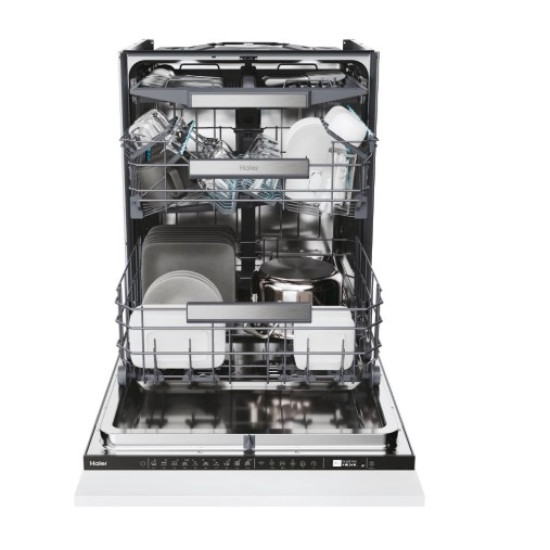 Haier XS 6B1M3PB teljesen beépíthető mosogatógép, 16 teríték, Wifi, inverter motor, automatikus ajtónyitás, 3 kosár, 59.7x55.5x81.8 cm