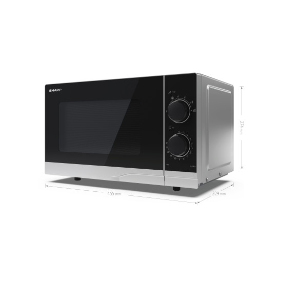 Sharp YC-PS201AE-S mikrohullámú sütő, 20L, 700W, ezüst szín 