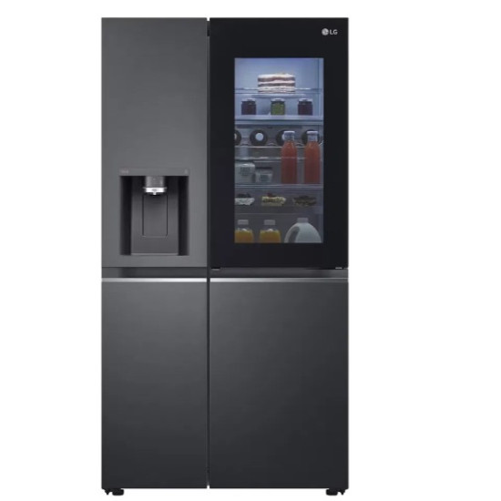 LG GSXV91MCAE Total No Frost side by side hűtőszekrény, 416/219L, Wifi, inverter kompresszor, 91.3x73.5x179 cm, matt fekete szín 