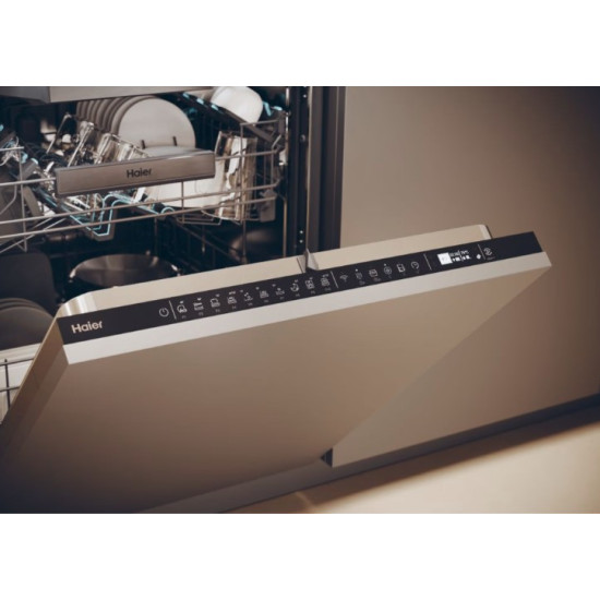 Haier XS 6B1M3PB teljesen beépíthető mosogatógép, 16 teríték, Wifi, inverter motor, automatikus ajtónyitás, 3 kosár, 59.7x55.5x81.8 cm