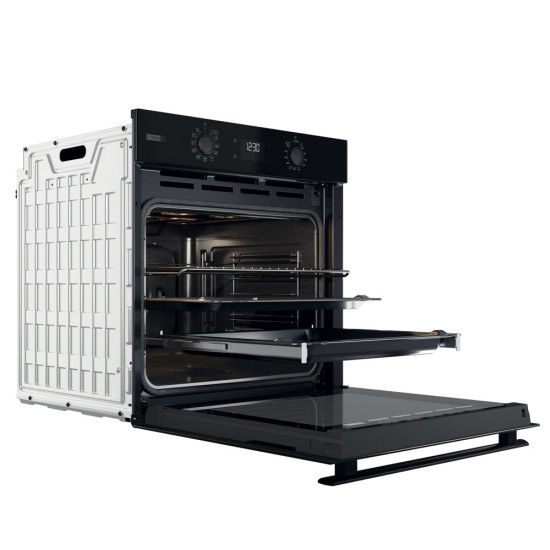 Whirlpool OMSR58RU1SB beépíthető sütő, 71L, pirolitikus és hidrolitikus tisztítás, Cook 3 funkció, 59.5x55.1x59.5 cm, fekete szín 