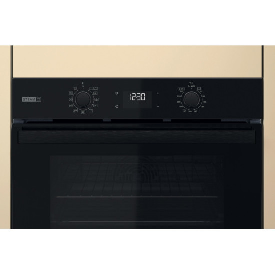 Whirlpool OMSR58RU1SB beépíthető sütő, 71L, pirolitikus és hidrolitikus tisztítás, Cook 3 funkció, 59.5x55.1x59.5 cm, fekete szín 