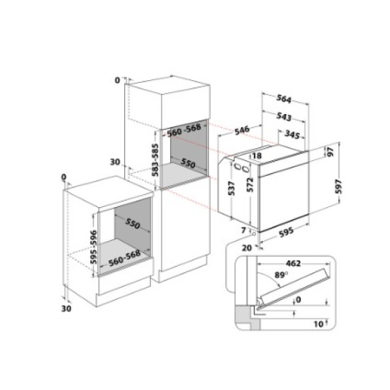 Whirlpool WOI5S8PM2SEA beépíthető sütő, 73L, pirolitikus és hidrolitikus tisztítás, 6. Érzék technológia előre beállított receptek, 59.5x56.4x59.7 cm, urban beige szín