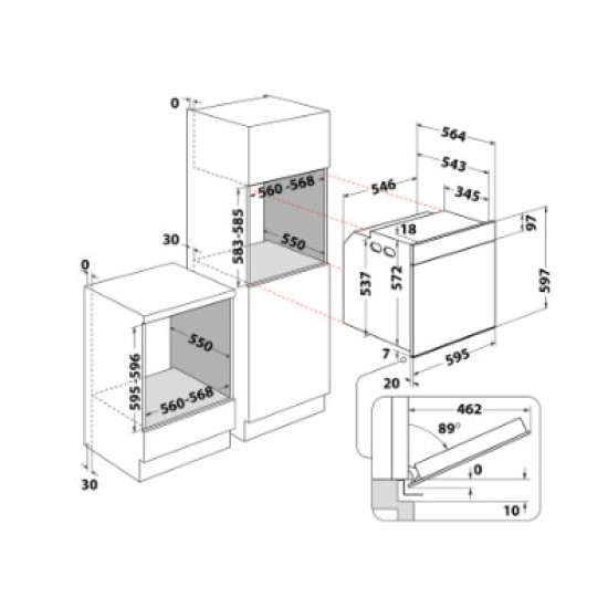 Whirlpool WOI118HT2SSMA beépíthető sütő, 73L, 6. Érzék technológia előre beállított receptek, 59.5x56.4x59.7 cm, csillagpor szürke matt szín