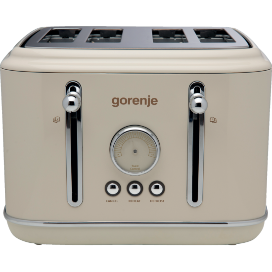 Gorenje T2300CLIN elefántcsont színű retro 4 szeletes kenyérpirító kiolvasztás, melegítő funkcióval