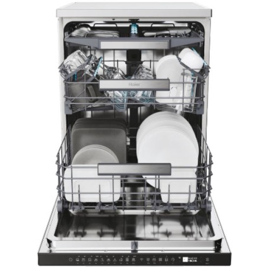 Haier XF 4A4M4PX mosogatógép, 14 teríték, Wifi, inverter motor, 3 kosár, automatikus ajtónyitás, 59.7x59.8x85 cm, inox szín 