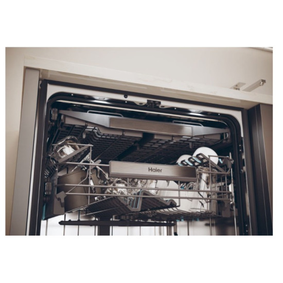 Haier XF 4A4M4PX mosogatógép, 14 teríték, Wifi, inverter motor, 3 kosár, automatikus ajtónyitás, 59.7x59.8x85 cm, inox szín 