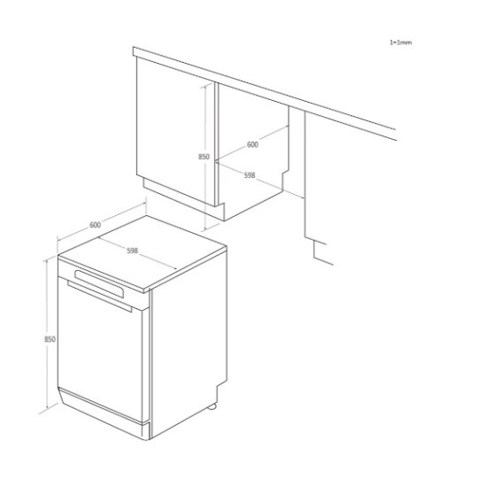 Haier XF 4A4M4PX mosogatógép, 14 teríték, Wifi, inverter motor, 3 kosár, automatikus ajtónyitás, 59.7x59.8x85 cm, inox szín 
