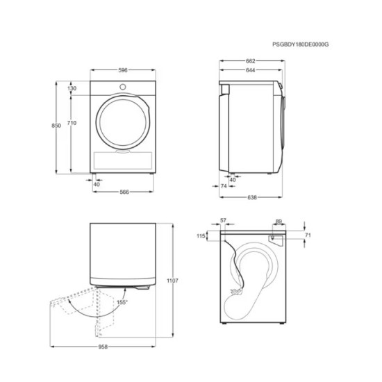 Electrolux EW6D285AE hőszivattyús szárítógép, 8 kg, inverter motor, 59.6x63.8x85 cm 