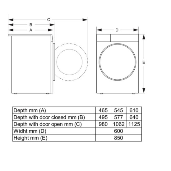 Gorenje WPNEI72A1SWIFI elöltöltős mosógép, 7 kg, Wifi, gőz, inverter motor, 60x54.5x85 cm
