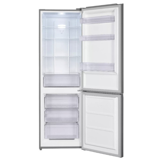 Hausmeister HM3187 No Frost alulfagyasztós kombinált hűtőszekrény, 210/83L, 60x60x186 cm, inox szín 