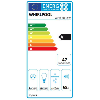 Whirlpool WHVP 62F LT W beépíthető falra szerelhető döntött kürtös konyhai elszívó, 59.8x19.2x71 cm, fehér szín 
