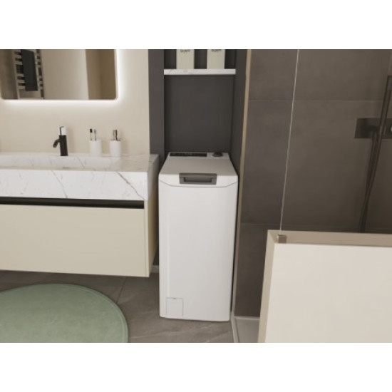 Hoover THO286TM5-S felültöltős mosógép, 8 kg, WIFI+Bluetooth, inverter motor, 41x60x86 cm