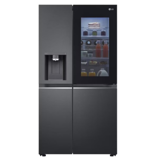 LG GSXV91MCAE Total No Frost side by side hűtőszekrény, 416/219L, Wifi, inverter kompresszor, 91.3x73.5x179 cm, matt fekete szín 