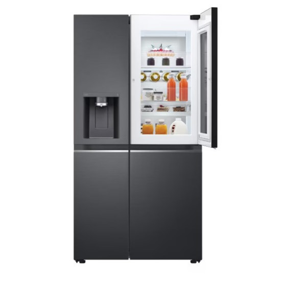 LG GSXV91MCAE Total No Frost side by side hűtőszekrény, 416/219L, Wifi, inverter kompresszor, 91.3x73.5x179 cm, matt fekete szín 