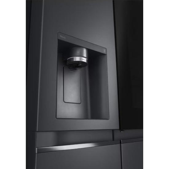 LG GSXV91MCAE Total No Frost side by side hűtőszekrény, 416/219L, Wifi, inverter kompresszor, 91.3x73.5x179 cm, matt fekete szín 