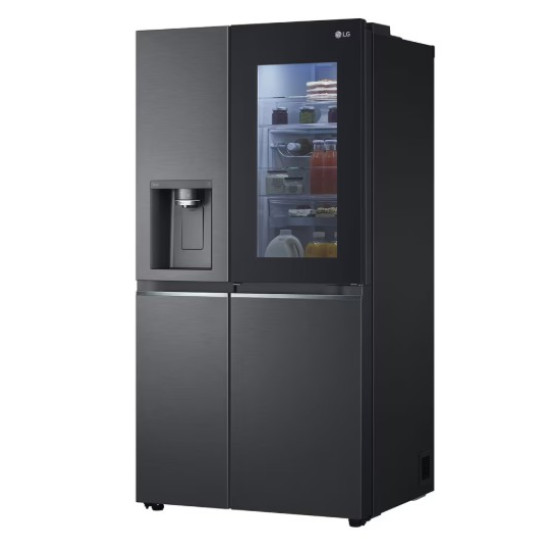 LG GSXV91MCAE Total No Frost side by side hűtőszekrény, 416/219L, Wifi, inverter kompresszor, 91.3x73.5x179 cm, matt fekete szín 