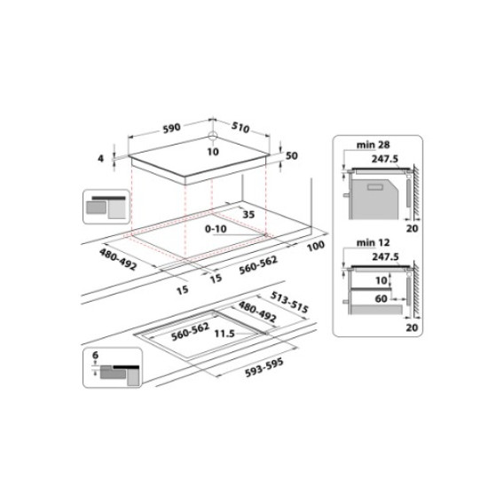 Whirlpool WFS7560NE beépíthető indukciós kerámia főzőlap, 59x51x5.4 cm, fekete szín