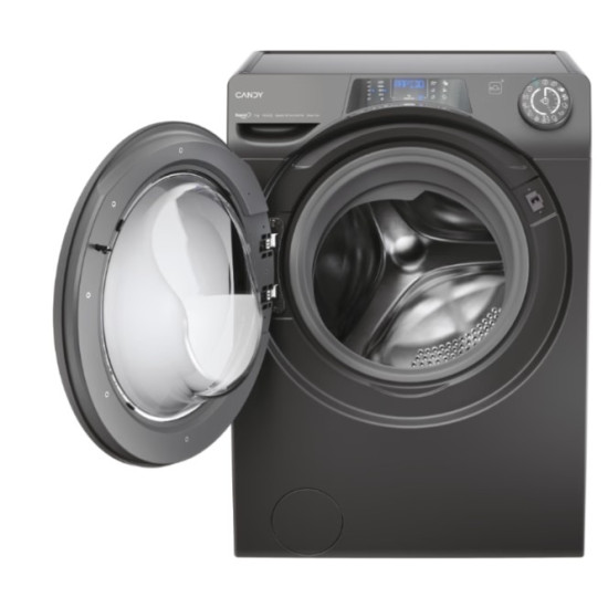 Candy RP4 476BWMRR/1-S elöltöltős mosógép, 7 kg, inverter motor, WIFI, gőz, 60x45x85 cm, antracitszürke szín 