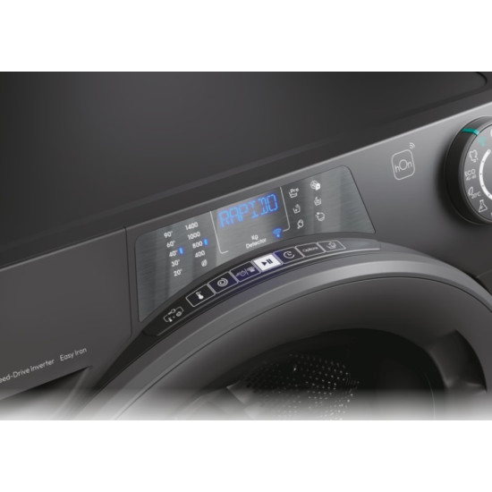 Candy RP4 476BWMRR/1-S elöltöltős mosógép, 7 kg, inverter motor, WIFI, gőz, 60x45x85 cm, antracitszürke szín 