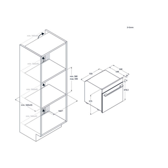 Haier H6 ID25G3YTX beépíthető sütő, 78L, pirolitikus és hidrolitikus tisztítás, 59.5x56.8x59.5 cm, inox szín