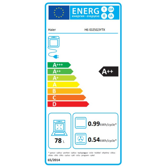 Haier H6 ID25G3YTX beépíthető sütő, 78L, pirolitikus és hidrolitikus tisztítás, 59.5x56.8x59.5 cm, inox szín