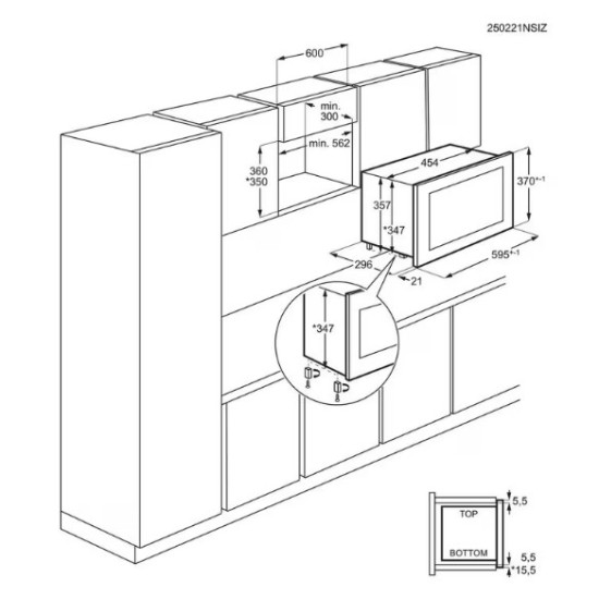 AEG MBB1756SEM beépíthető mikrohullámú sütő, 16.8L, 800W, 59.4x31.6x37.1 cm, fekete/inox