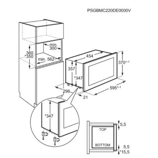 AEG MBB1756SEM beépíthető mikrohullámú sütő, 16.8L, 800W, 59.4x31.6x37.1 cm, fekete/inox