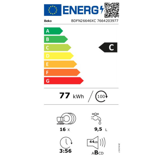 Beko BDFN26646XC mosogatógép, 16 teríték, automatikus ajtónyitás, 59.8x60x85 cm, acélszürke szín 