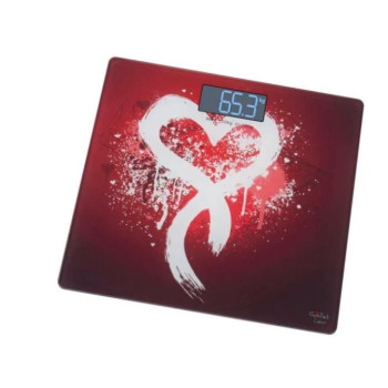 Gallet PEP950 digitális üveglapos személymérleg, 150 kg méréshatár, mintás vörös szín 