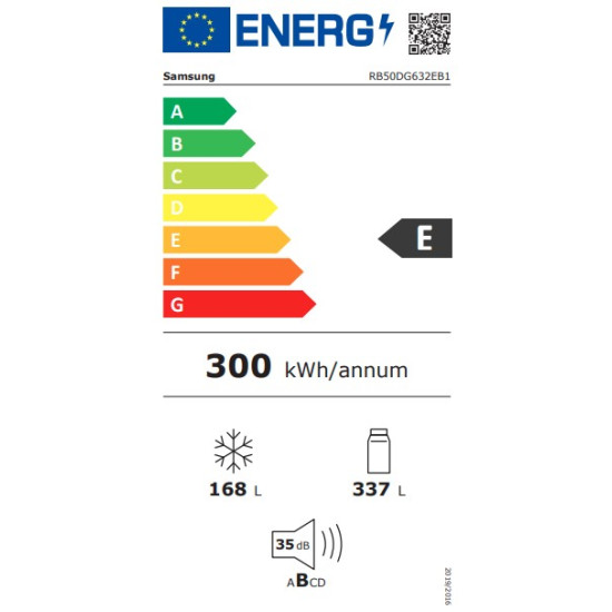 Samsung RB50DG632EB1EO No Frost alulfagyasztós kombinált hűtőszekrény, 337/168L, Digitális Inverter Kompresszor, Wifi, 75.9x71.1x192 cm, fekete szín 
